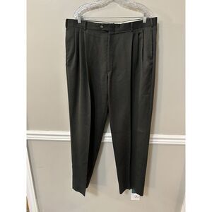 Harvey's Men's Wool‎ Dress Slacks 40x31 Made In USA Dark Gray Pleated Front